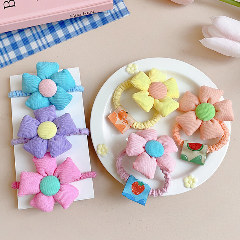 Children's Height Ponytail Hair Ring Girls Do Not Hurt Hair Cute Fabric Flower Hair Rope Hair Accessories Little Girl Rubber Band Headdress