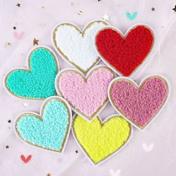 电脑刺绣彩色爱心绣花标毛巾绣布贴心型补丁贴服装辅料箱包diy