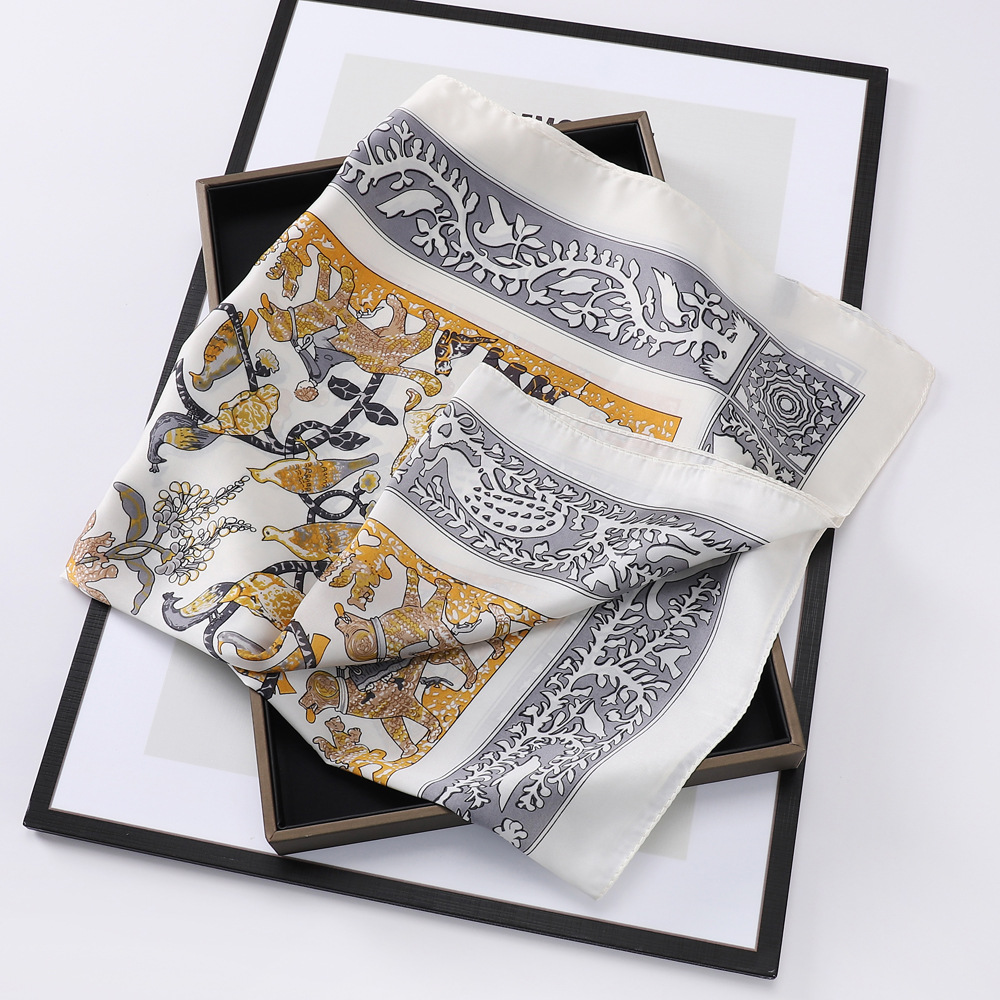 Small Square Towel Silk Scarf Women's 70cm Printed Silk Scarf Spring and Summer New Professional Scarf Satin Scarf Wholesale Delivery