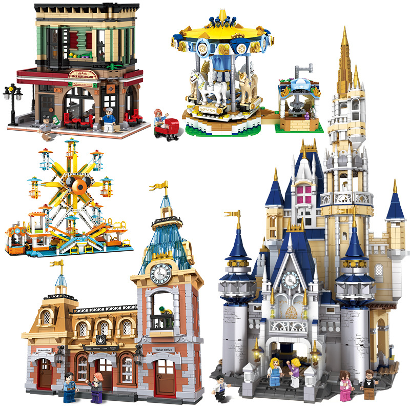 恒三和31004城堡大建筑街景拼插积木小颗粒儿童玩具兼容乐高批发