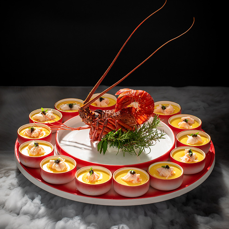 网红酒店餐盘特色干冰大龙虾盘子帝王蟹三部曲创意龙腾四海餐具碗