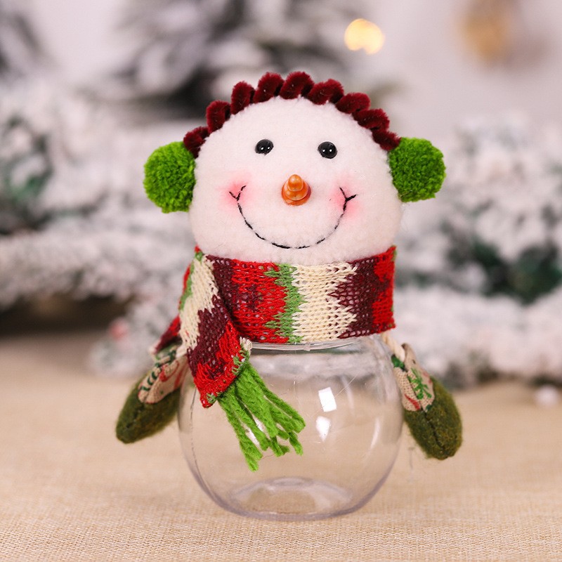 Christmas Decorations Simulation Old Man Transparent Candy Box Creative Cartoon Candy Jar a Boy with a Big Head Snowman Candy Box