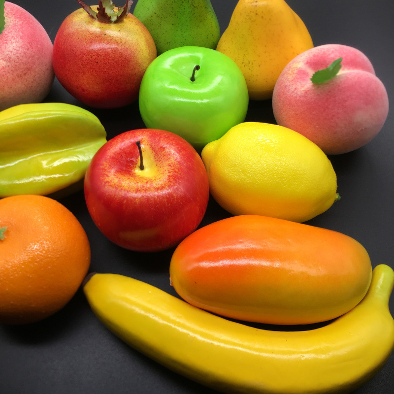 仿真水果摆件假苹果石榴香蕉柠檬桔子模型教学教具假水果装饰品