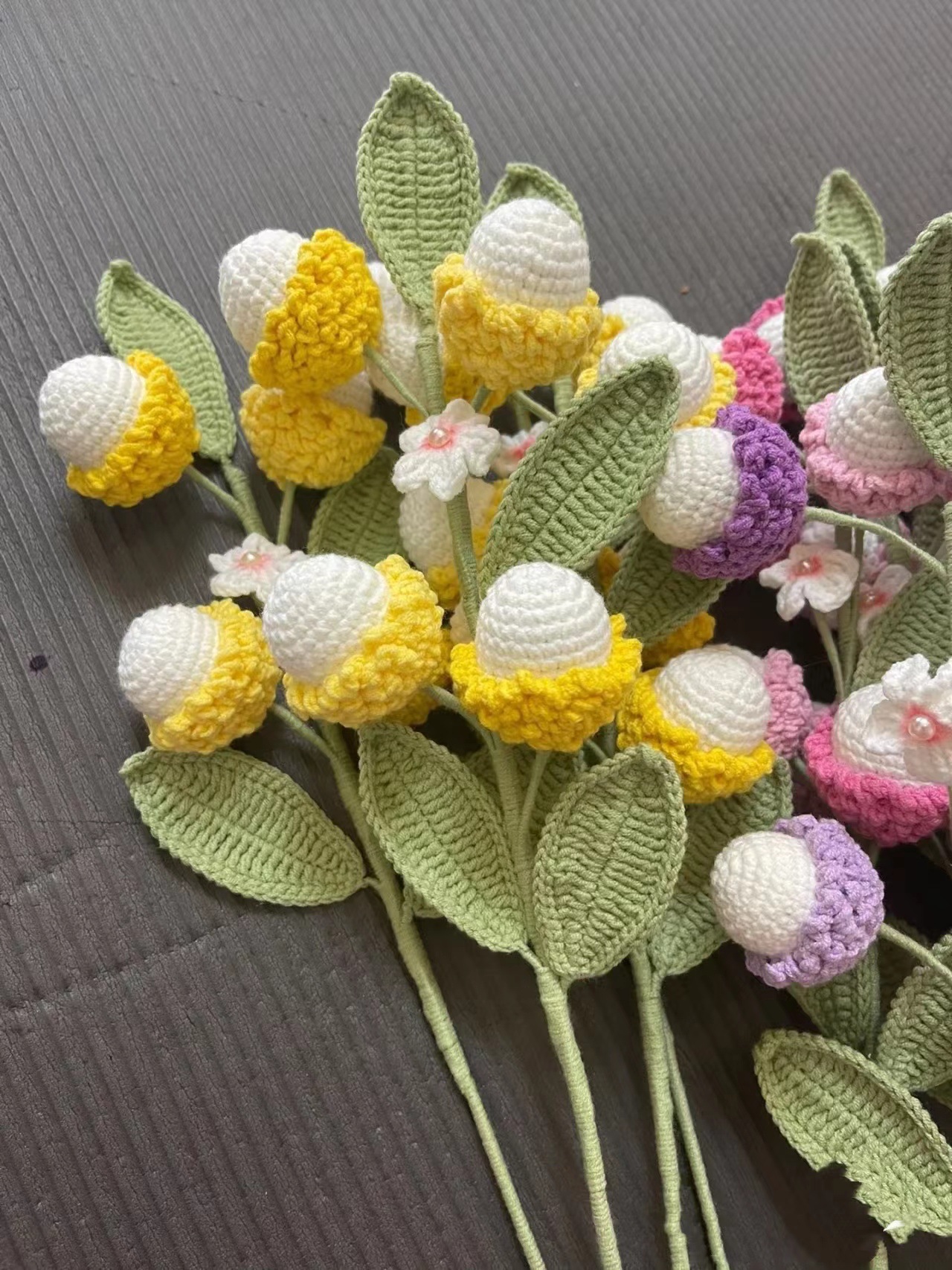 手工编织花束缎染超大绣球花毛线钩针花朵成品家居摆件仿真花礼物