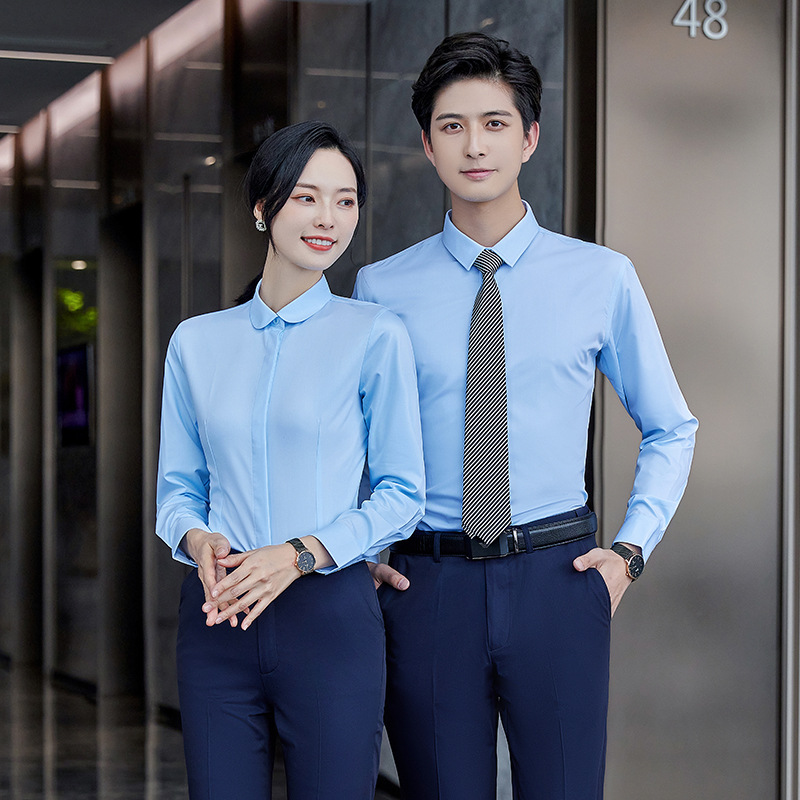 Long Short-Sleeved Shirt for Women Professional Work Clothes New Business Ol Formal Wear Simple Korean Style Slim Fit for Men and Women
