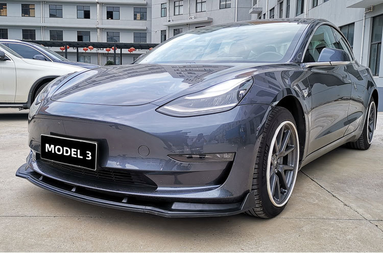 适用于tesla特斯拉model3前铲三段式注塑前铲小包围专用前唇改装
