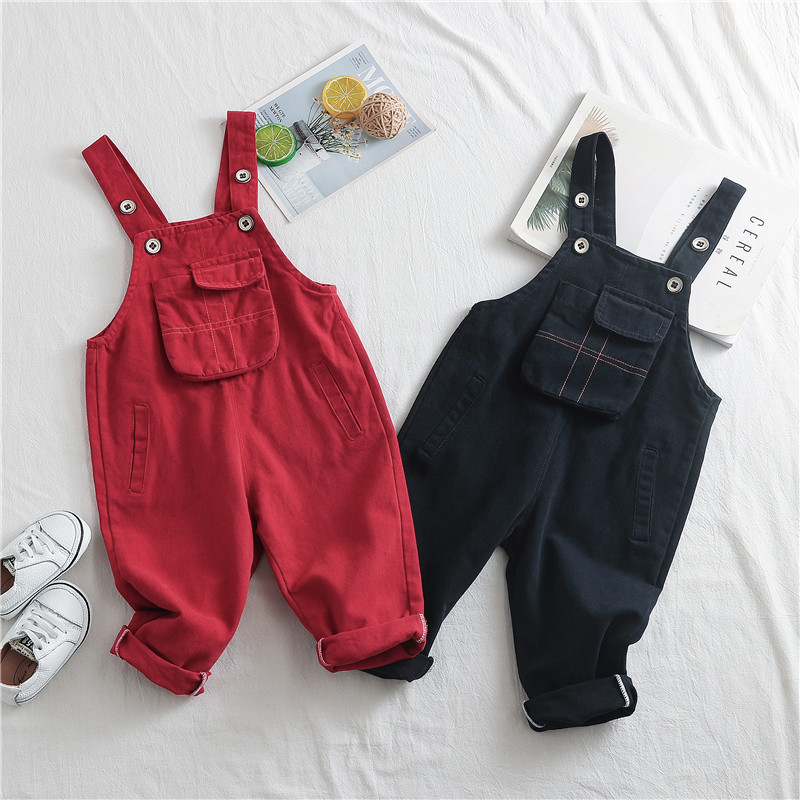儿童背带裤童裤春秋宝宝可开档背带裤小童休闲长裤婴儿连体裤潮范