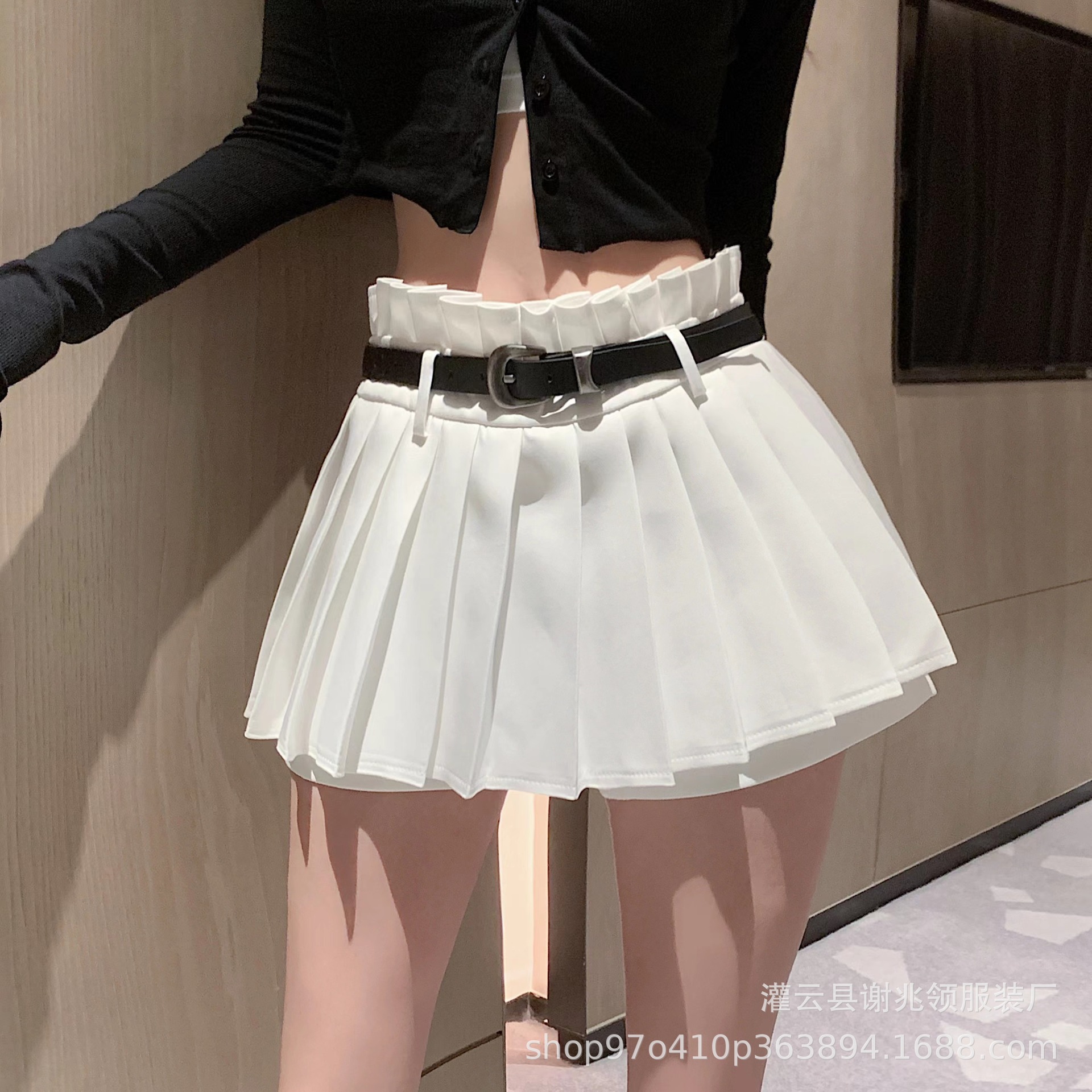 白色防走光百褶半身裙女装夏季辣妹裙裤纯欲高腰显瘦短裙性感裙子