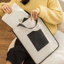 韩版手提公文包女职业通勤文件包简约苹果电脑包ins大容量帆布包