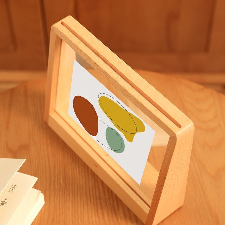 Simple Acrylic Table-Top Solid Wood Photo Frame Creative Trapezoid 6-Inch 7 Poster Frame Table Ornaments Small Watercolor Picture Frame Mounting