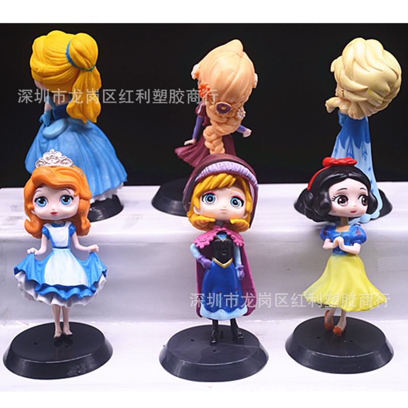 Q Version 6 Princess Aisha Anna Long Hair Snow White Beier Doll Garage Kit Decoration Cake Decoration Toy Anime