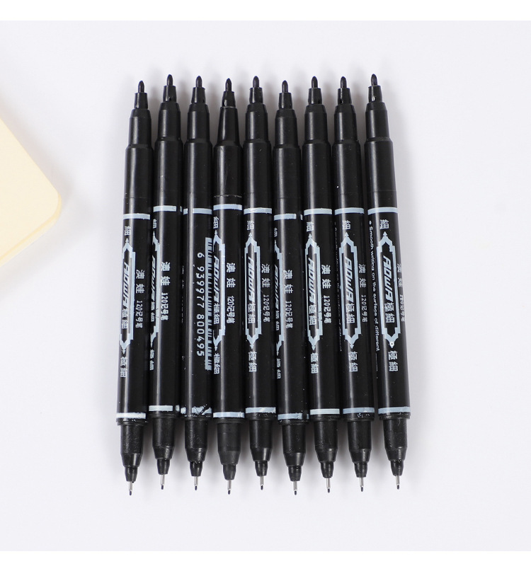 直销双头记号笔 大小头快递标记水笔学生美术绘画勾线笔办公用品