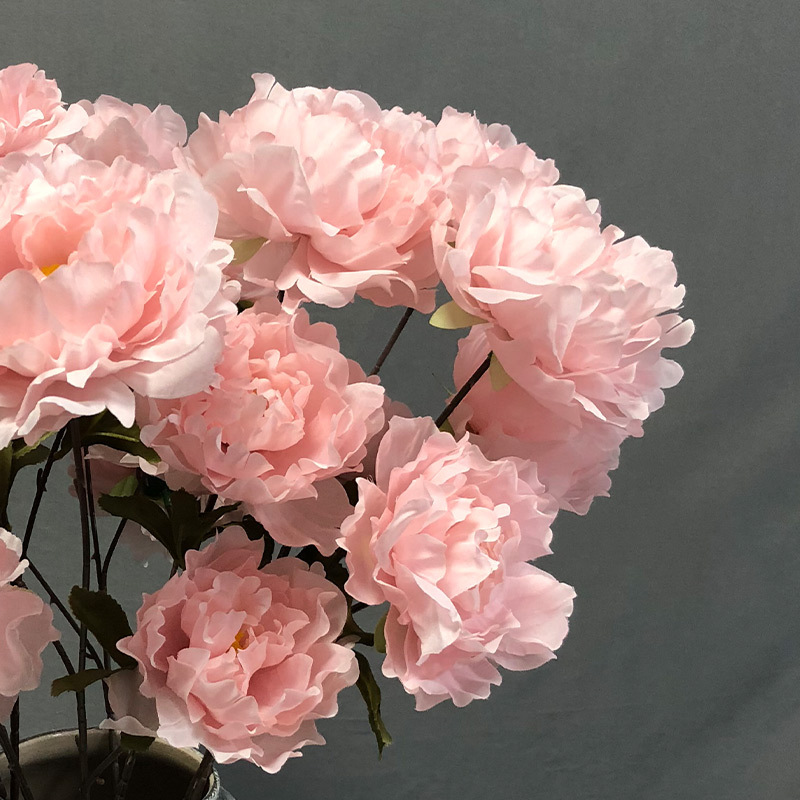 Artificial Flower 3-Head Hibiscus Peony Bouquet Wedding Flower Material Wedding Hall Decoration Road Lead Flower Arrangement Soft Decoration Art Gallery Photography