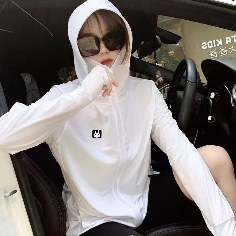 2023 Spring and Summer New Ice Silk Rabbit Sun Protection Clothing Women's Riding Breathable Sun Protection Clothing UV Protection Couple's Generation Hair