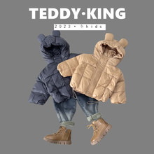 【TEDDY KING】2024冬季男童新品中小童韩版纯色连帽羽绒服X23123