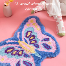 跨境蝴蝶植绒地毯家用客厅地毯吸水卧室床边毯书房防滑垫一件代发