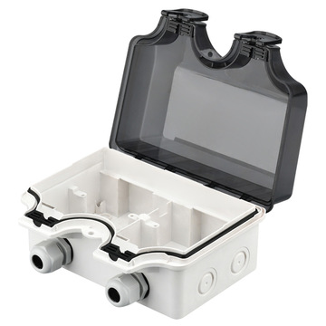 147 ip66二位连体开关插座防溅盒保护罩盖加高加厚86型户外防水盒