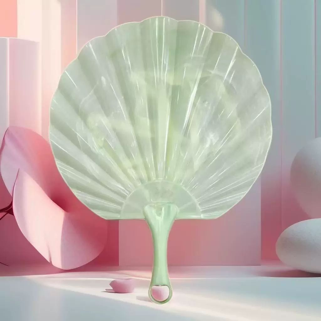 中国风新款仿玉贝壳扇加厚耐用超凉快古风扇子便携式高档一体扇子