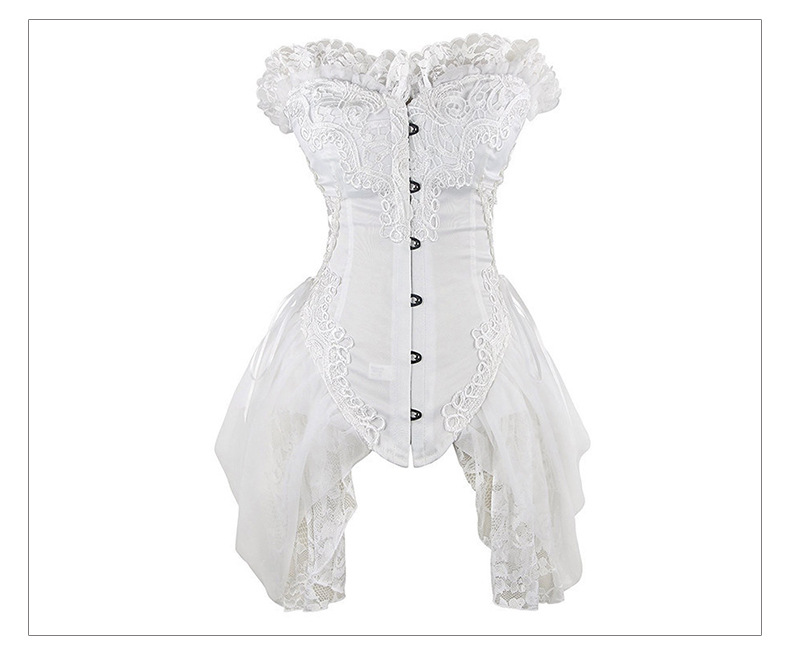 新款性感les束胸衣宫廷束身衣性感内衣蕾丝纱裙骨衣排扣系带