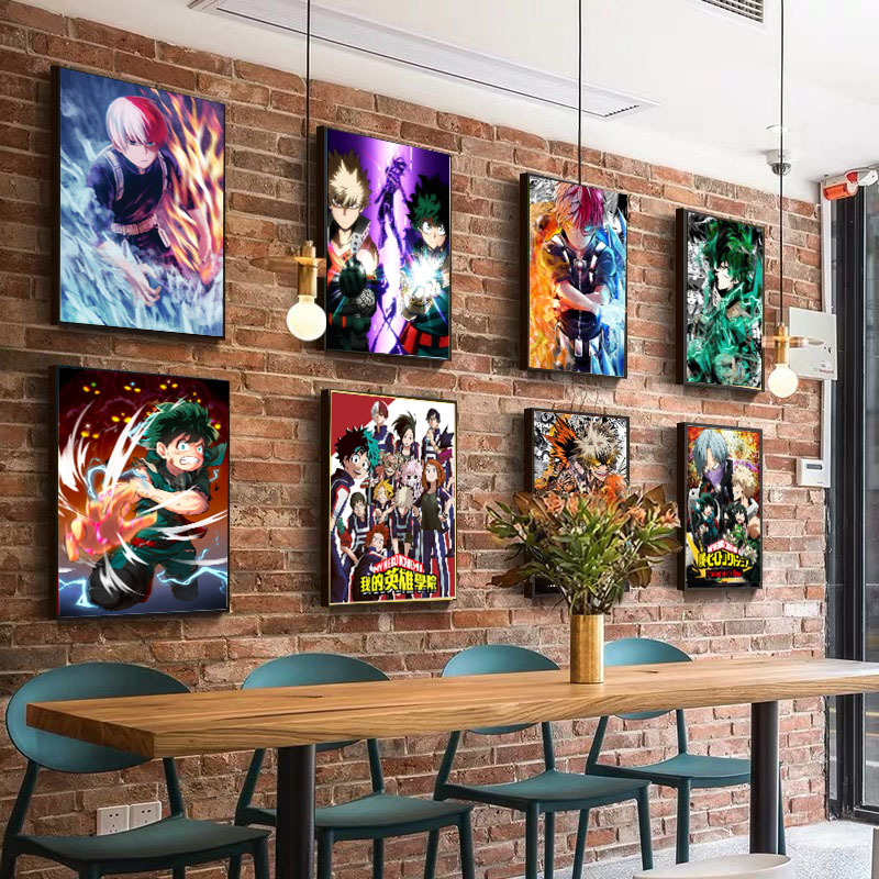 亚马逊热销我的英雄学院海报 喷绘帆布日本动漫卧室墙壁装饰挂画