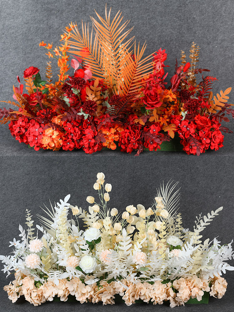 新款婚庆花排花球婚礼t台地排花路引花仿真花拱门挂点花假花花艺