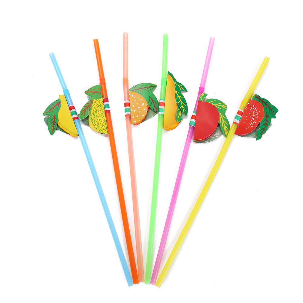 Factory in Stock Wholesale Disposable Paper Umbrella Straw Creative Three-Dimensional Honeycomb Fruit Shaped Straw Decoration