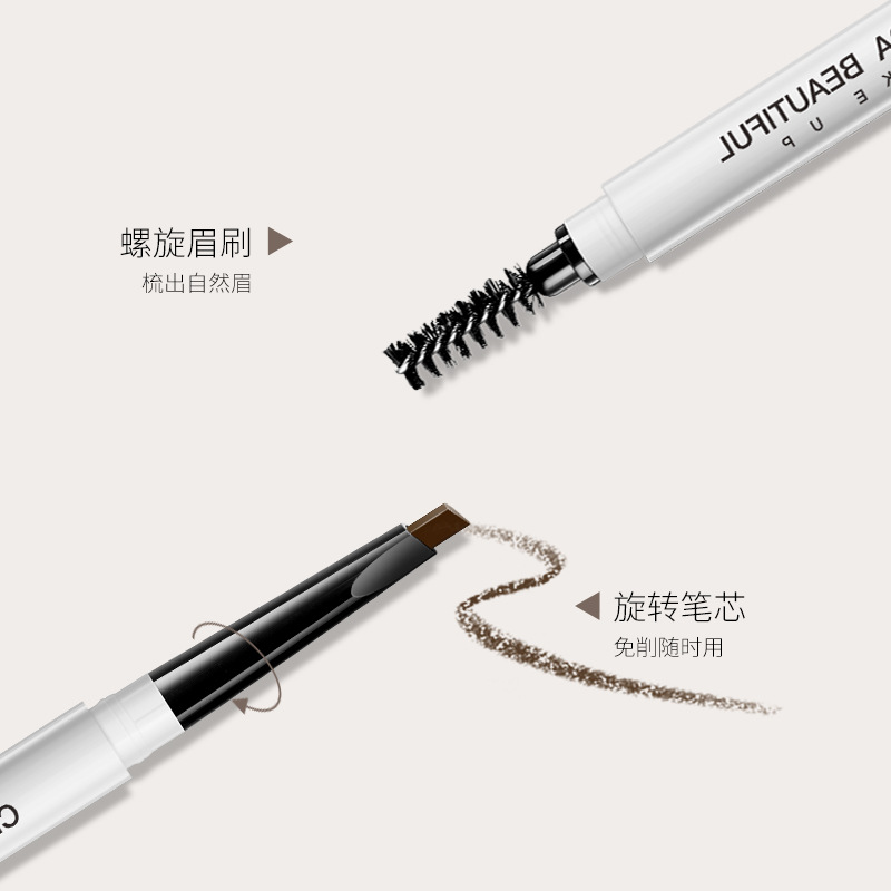 Double-Headed Eyebrow Pencil Luxury Lika Rotating Double-Headed Eyebrow Pencil Novice Friendly with Eyebrow Brush Wholesale Not Easy to Get Dizzy Makeup Natural Delivery