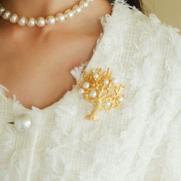 古董发财树珍珠胸针女 ins时尚个性vintage毛衣西装大衣饰品-阿里巴巴