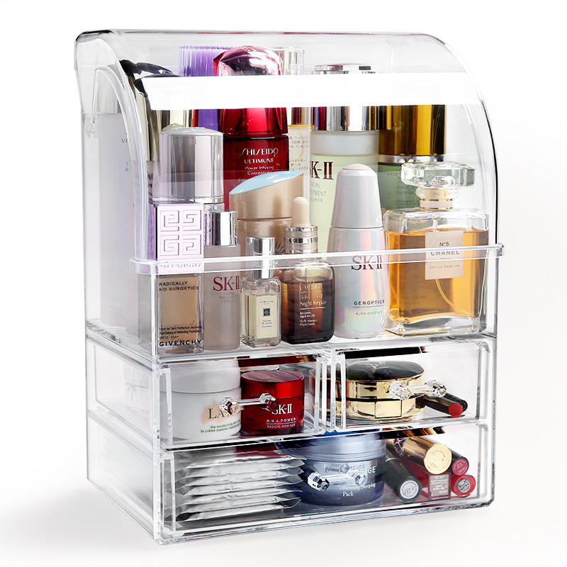 Transparent and Dustproof Cosmetics Storage Box Integrated Storage Box