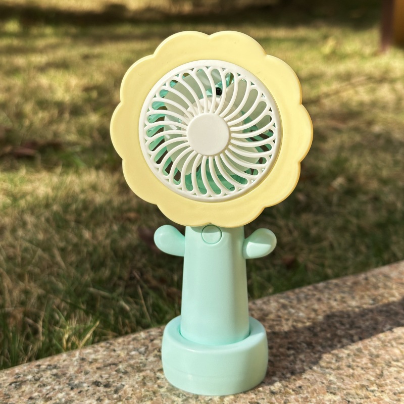 Cross-Border Fresh Flowers Small Handheld Fan Creative Outdoor Portable Mute Desktop USB Mini Fan