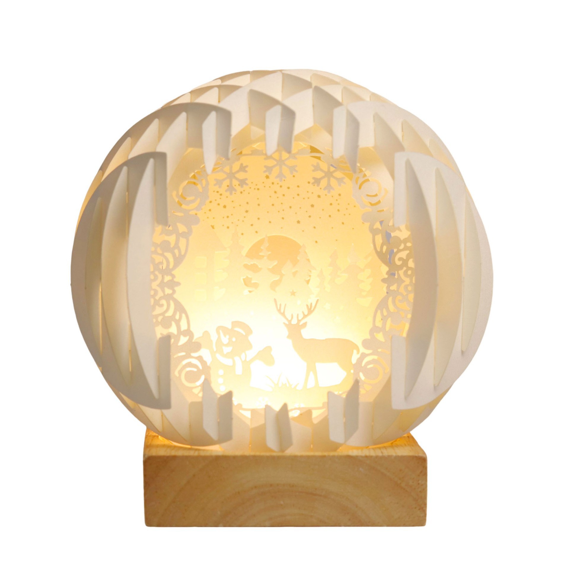 跨境圣诞节日激光镂空diy折叠雪人雪花小鹿纸雕灯主题氛围纸灯球