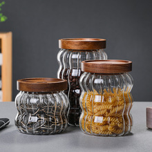 玻璃储物罐高硼硅玻璃相思木盖杂粮密封罐咖啡豆储存罐收纳瓶罐子