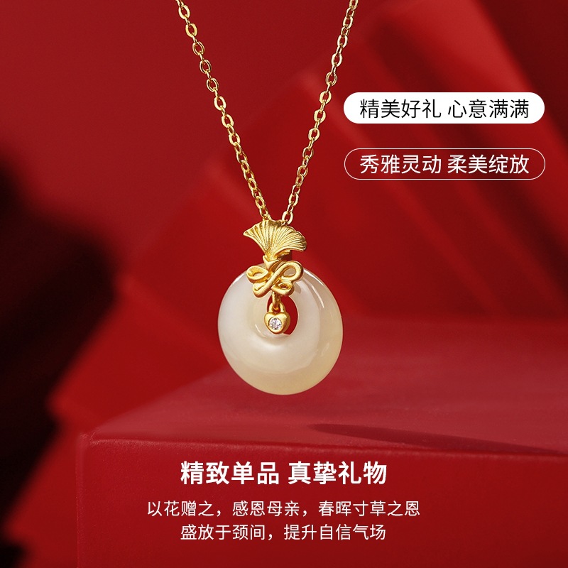 New Chinese Style Natural Hetian Jade Necklace Female S925 Sterling Silver Carnation Hot Selling Pendant Niche Gift for Mother
