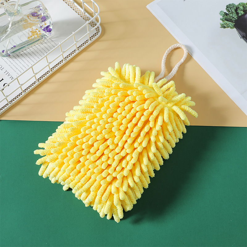 Hanging Hand Towel Water-Absorbing Quick-Drying Cute Kitchen Hand Towel Chenille Hand Towel Thickened Hand Towel