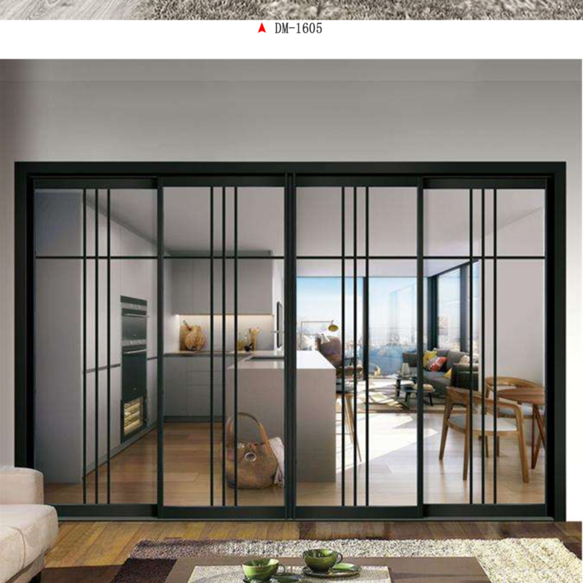 轻奢极窄钛镁合金推拉门平开门厨房阳台卫生间酒店公寓玻璃门