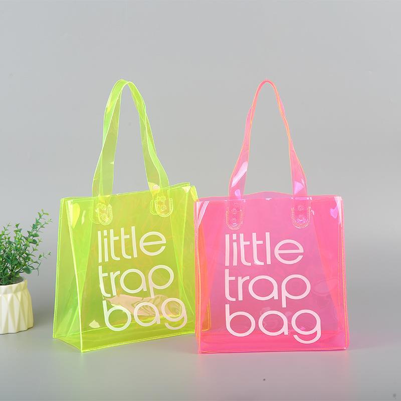 江门厂家生产pvc手提袋 炫彩镭射购物袋 透明磨砂礼品袋