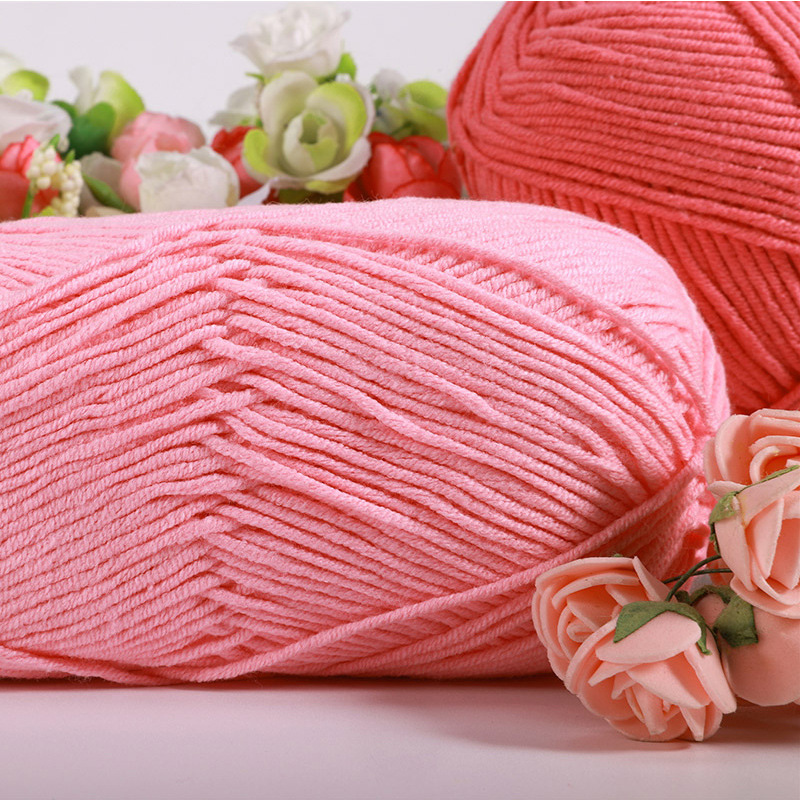 毛线团批发汇彩牛奶棉线diy玩偶毛线手工编织娃娃钩织线5股牛奶棉