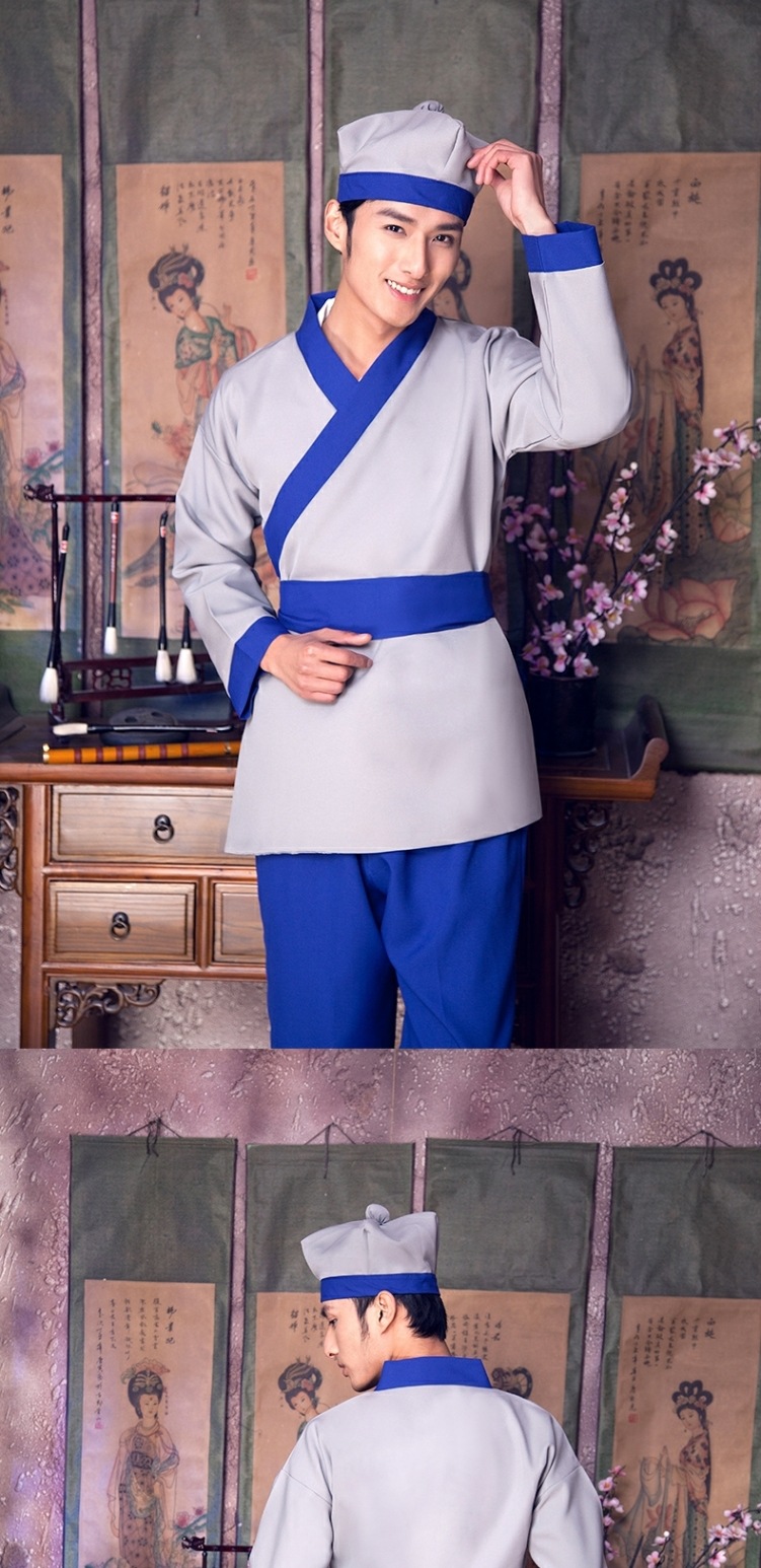 古装汉服古代家丁小二仆人书生演出茶馆酒店保洁工作服装男女表演