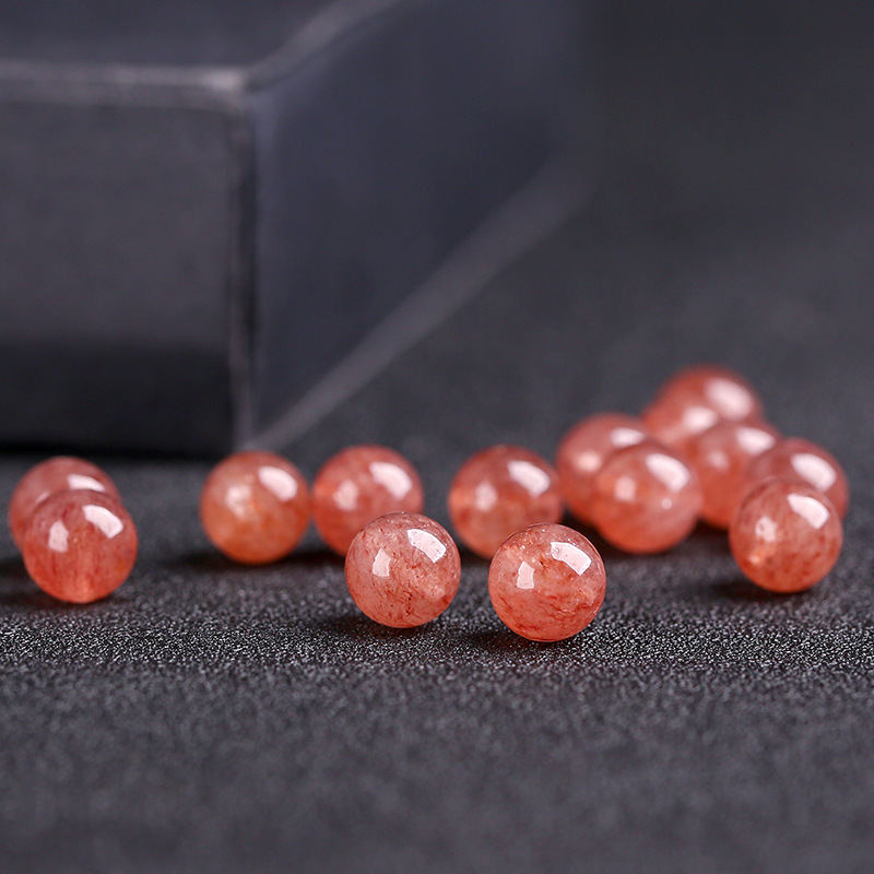 天然草莓晶单颗散珠 粉色水晶圆珠子diy手链佛珠项链配珠-阿里巴巴