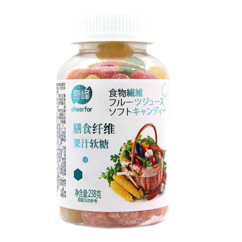 奇峰维生素c膳食纤维果蔬果汁软糖儿童橡皮糖混合多口味238g3瓶