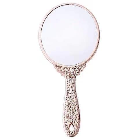 Retro Hand-Hold Mirror Simple European Beauty Makeup Mirror Portable Small Mirror Portable Hand-Hold Mirror Large Size