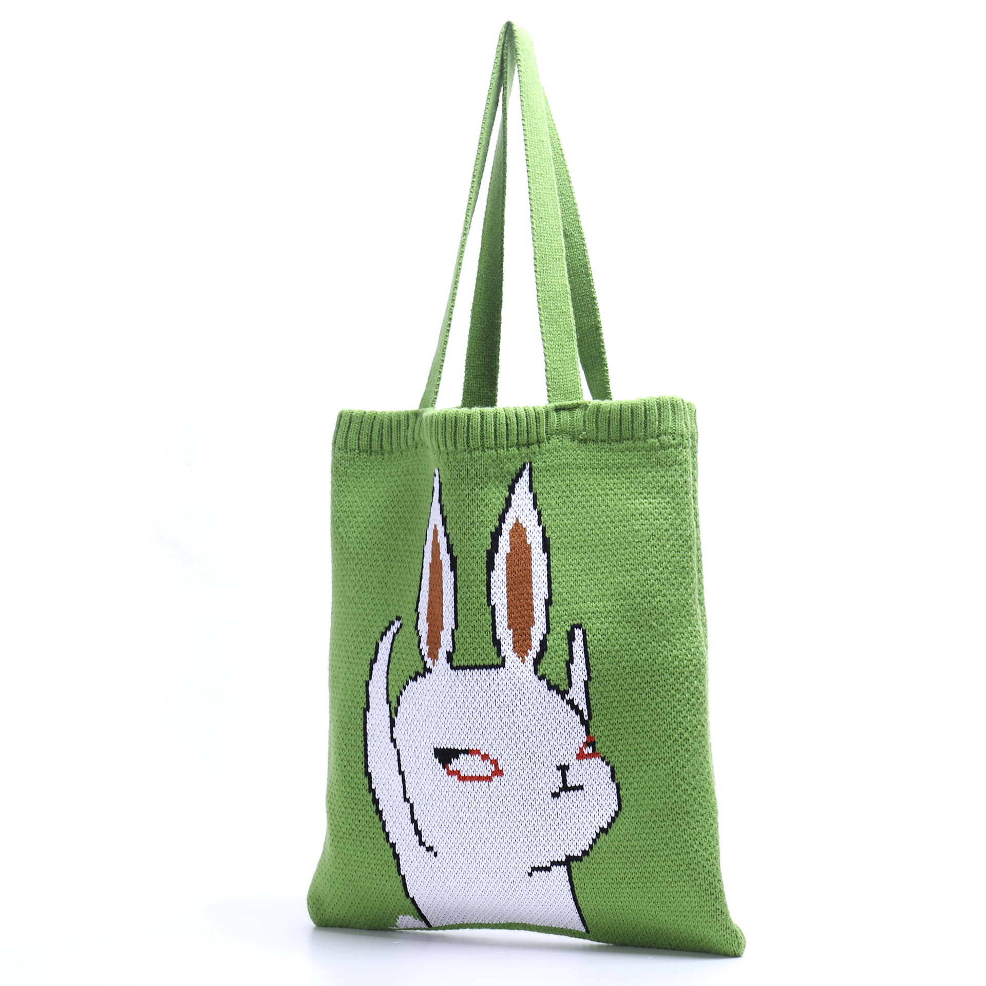 日系少女毛线包 卡通可爱编织包秋冬款手提购物袋个性单肩针织袋