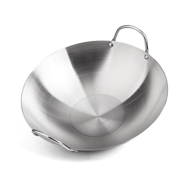 恩典商用电磁炉专用炒锅双耳白铁锅不锈钢电磁汤桶多用卤煮桶