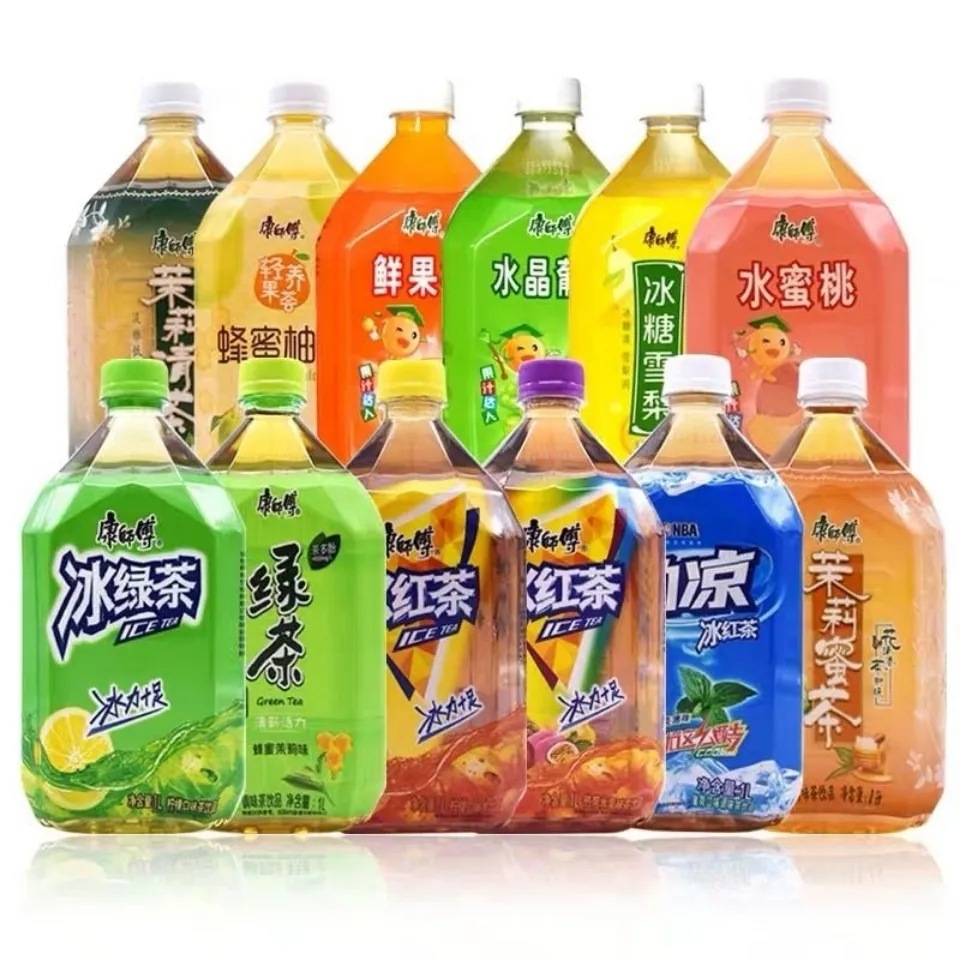 康师傅1升冰红茶雪梨茉莉蜜茶绿茶热带红茶劲凉红饮料1l*8瓶包邮