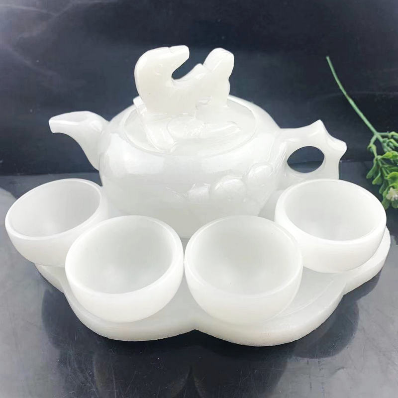 羊脂白茶杯摆件阿富汗玉茶杯玉酒杯功夫茶杯茶道玉茶碗5cm玉茶盏