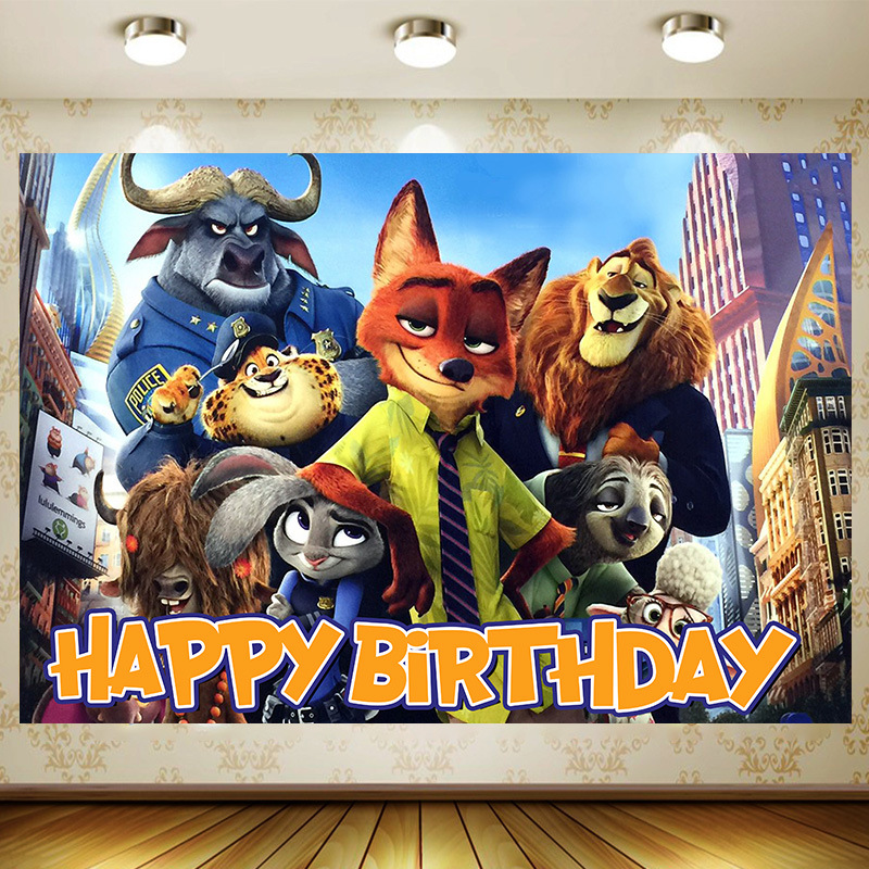 亚马逊疯狂动物城男生女生背景布生日派对装饰横幅拍照摄影背景墙