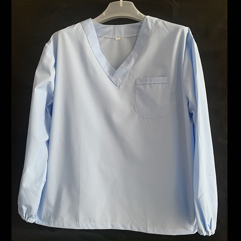 洗手衣短袖医生服涤棉手术衣服女美容院工作服男刷手服长袖浅蓝色