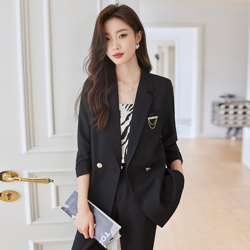 宽松西装外套女春夏薄款休闲大码职业气质女神范高端正装西服套装