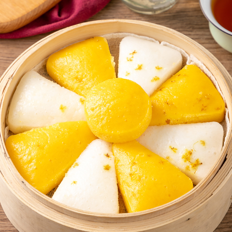 花瓣形双色蒸糕300g优之原速食早餐儿童点心下午茶发糕传统糕点