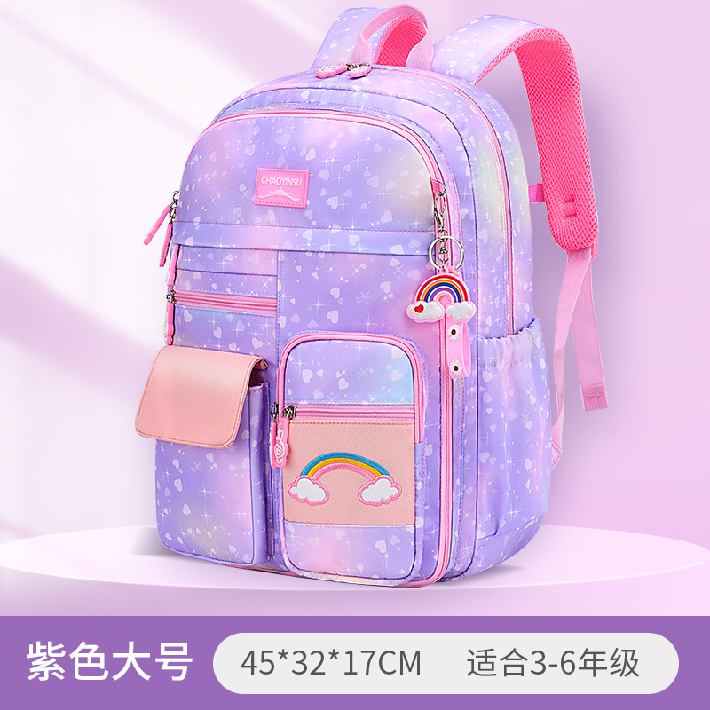 New Primary School Student Gradient Schoolbag Refrigerator Test Open Door Cute Princess Large Capacity Lightweight Girl Backpack